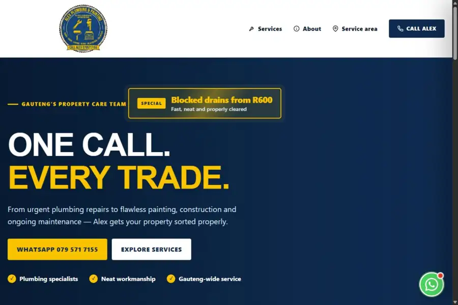 Alex Plumbing Website Preview