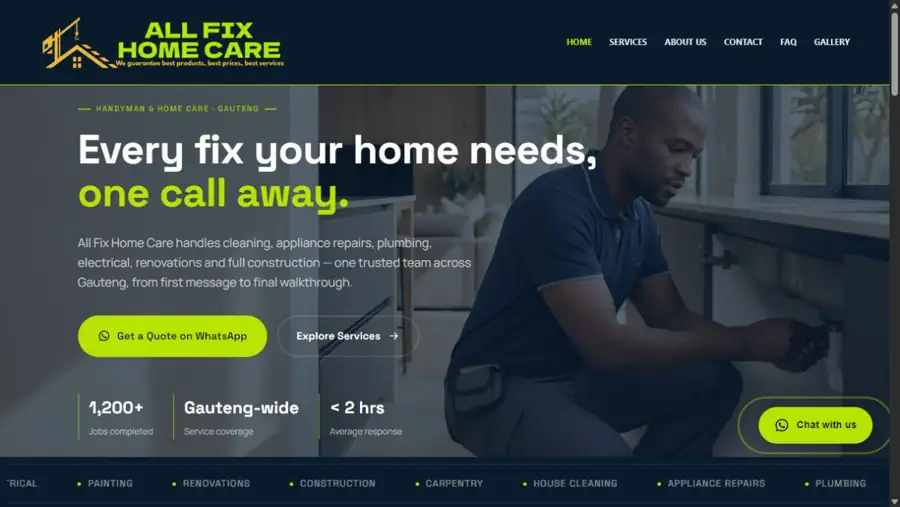 All Fix Home Care Website Preview