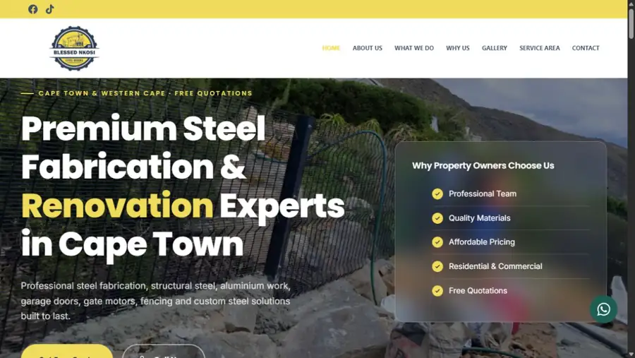 Blessed Nkosi Steel Works Website Preview