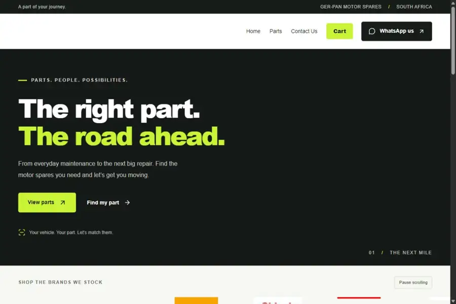 Ger-Pan Motor Spares Website Preview