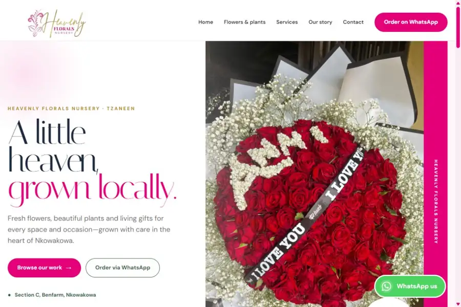 Heavenly Florals Website Preview