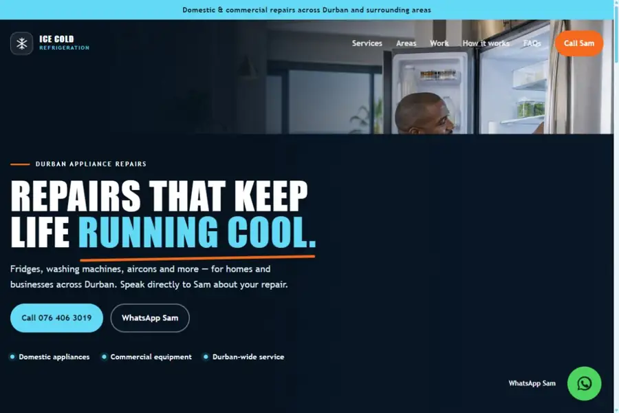 Ice Cold Refrigeration Website Preview