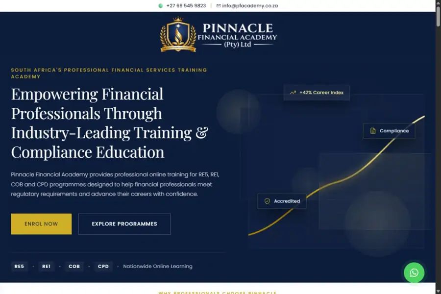 Pinnacle Financial Academy Website Preview